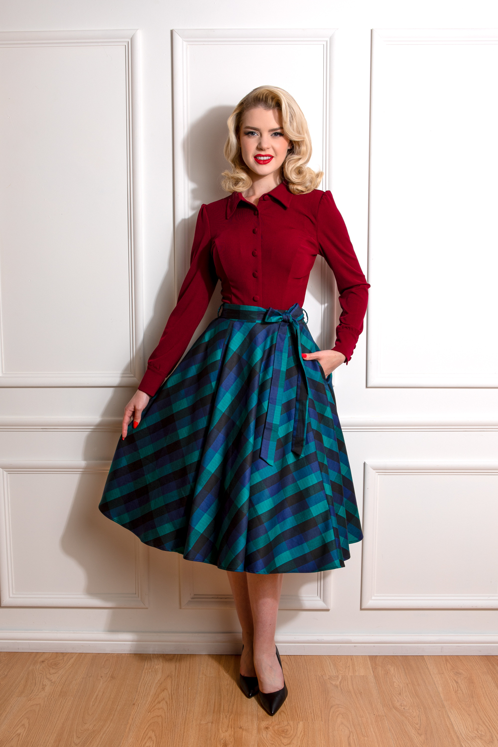 Louisa Check Swing Skirt